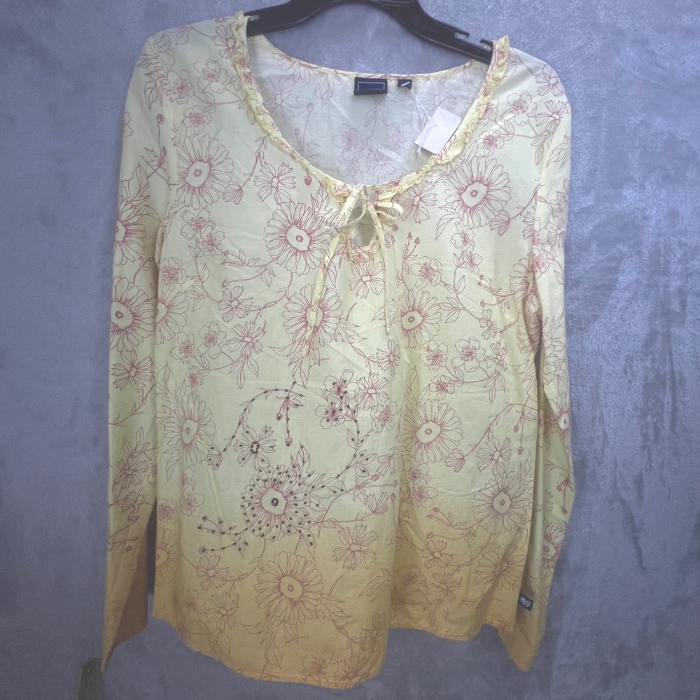 Cruel Girl Yellow Floral Beaded M Cottagecore Peasant Y2K Cowgirl Summer Top